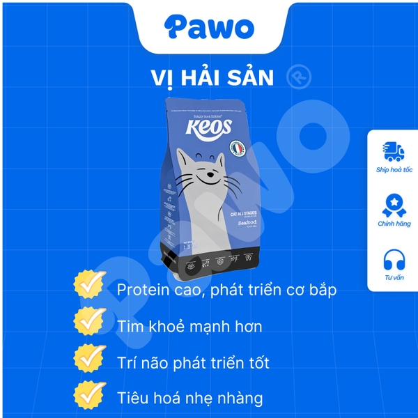 Hạt Keos cho mèo mọi lứa tuổi vị Hải sản PAWO