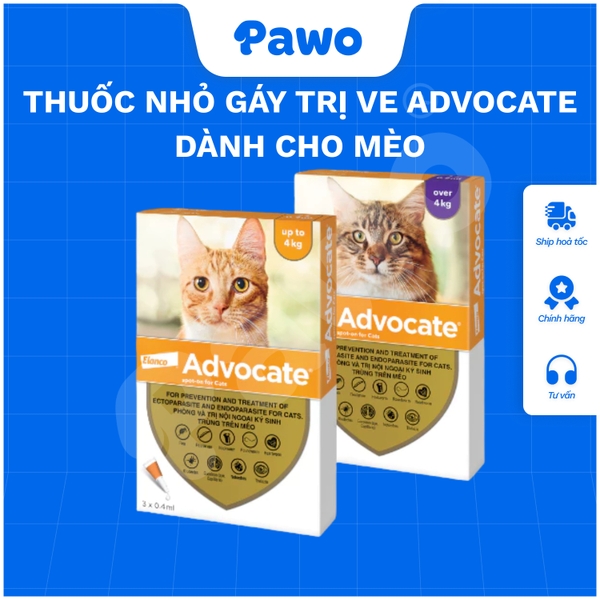 Thuốc nhỏ gáy trị ve Advocate dành cho mèo | PAWO