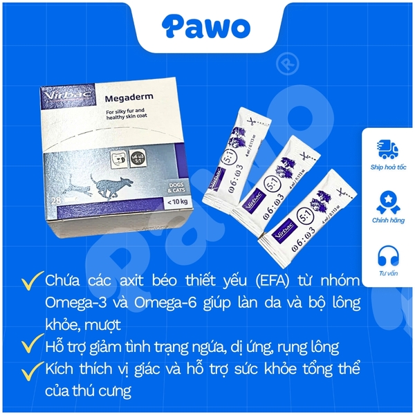 Gel Dinh Dưỡng Cho Chó Mèo Megaderm Virbac PAWO