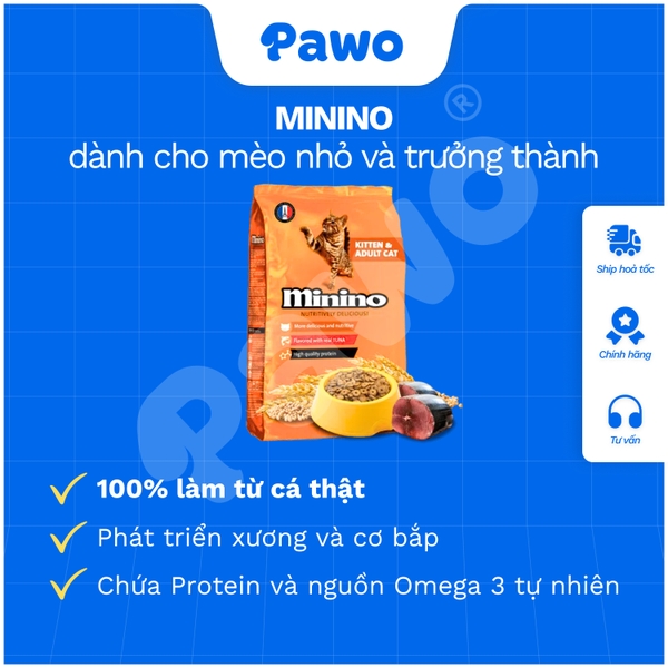 Thức ăn cho mèo mọi lứa tuổi Minino Cá Ngừ - Gói siêu tiết kiệm PAWO