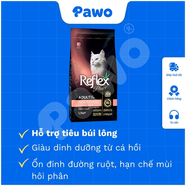 Hạt reflex plus adult 1,5kg dành cho mèo PAWO