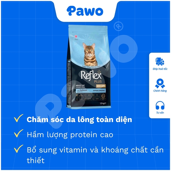 Hạt reflex plus adult 1,5kg dành cho mèo PAWO