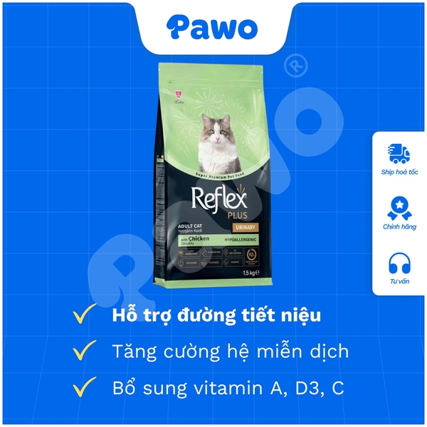 Hạt reflex plus adult 1,5kg dành cho mèo PAWO
