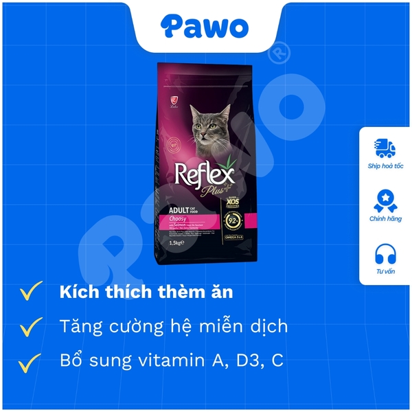 Hạt reflex plus adult 1,5kg dành cho mèo PAWO
