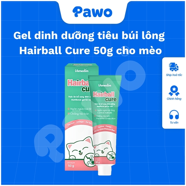 Gel dinh dưỡng tiêu búi lông Hairball Cure 50g cho mèo PAWO