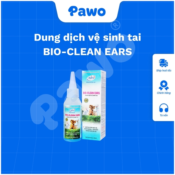 SPVS - DUNG DỊCH VỆ SINH TAI THÚ CƯNG CHÓ MÈO BIO-CLEAN EARS Chai 50ml | PAWO