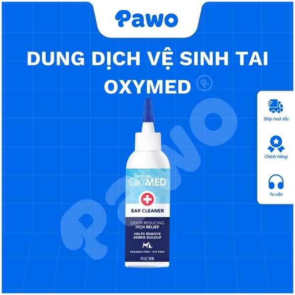 Dung dịch vệ sinh tai chó mèo Oxymed Ear Cleaner 50ml PAWO