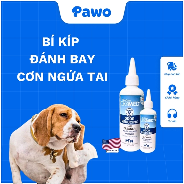 Dung dịch vệ sinh tai chó mèo Oxymed Ear Cleaner 50ml PAWO