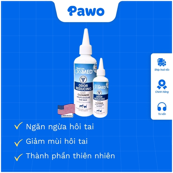 Dung dịch vệ sinh tai chó mèo Oxymed Ear Cleaner 50ml PAWO