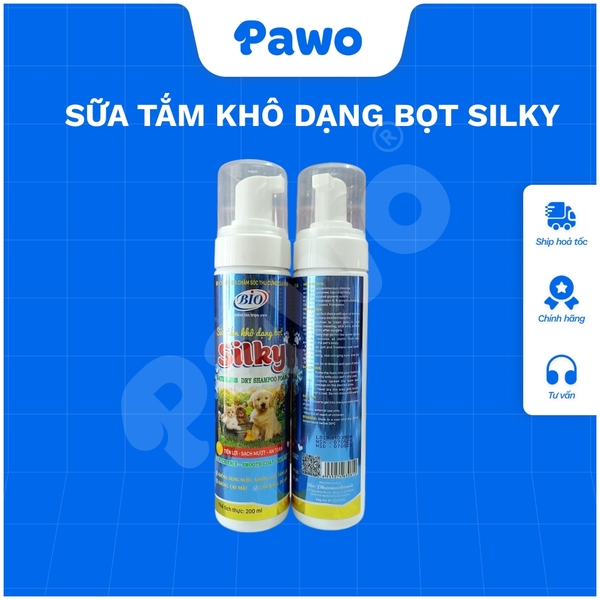 Sữa tắm khô dạng bọt Silky - PAWO