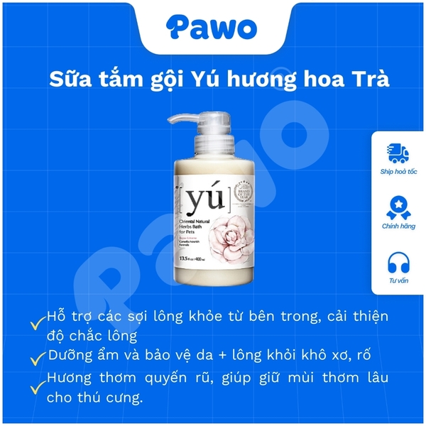 SPVS - Sữa Tắm YÚ Thơm Lâu, Khử Mùi Cho Chó Mèo 400ml PAWO