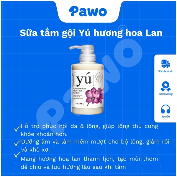 SPVS - Sữa Tắm YÚ Thơm Lâu, Khử Mùi Cho Chó Mèo 400ml PAWO