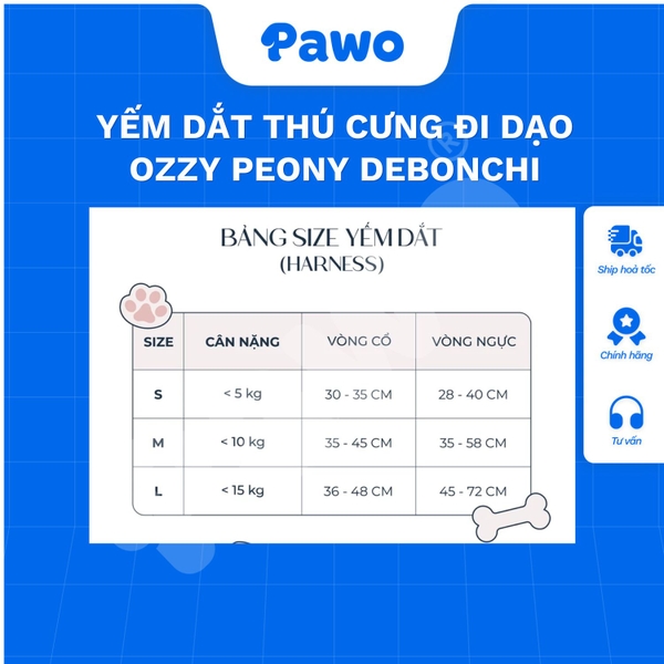 Yếm dắt thú cưng đi dạo Ozzy Peony debonchi | PAWO