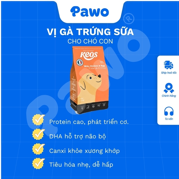 Hạt Keos Cho Chó Con Vị Gà Trứng Sữa PAWO