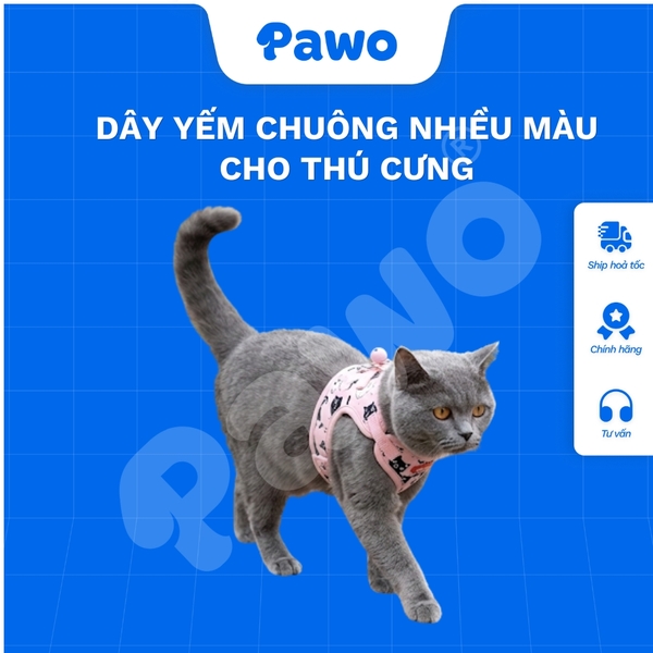 Dây dắt yếm chuông nhiều màu cho thú cưng - PAWO