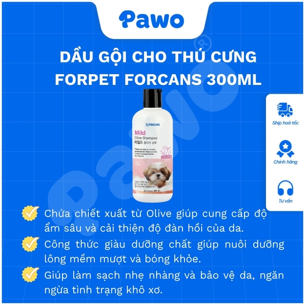 Sữa tắm Forcans từ thiên nhiên cho chó mèo 300ml - PAWO