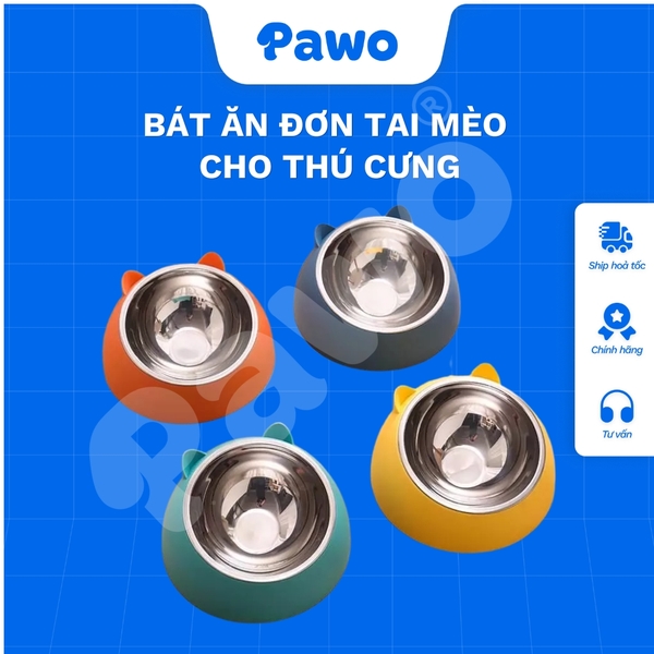Bát ăn đơn tai mèo nhiều mẫu cho thú cưng - PAWO