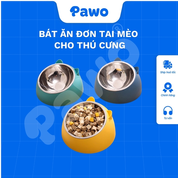 Bát ăn đơn tai mèo nhiều mẫu cho thú cưng - PAWO