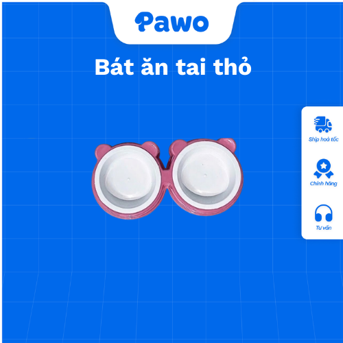 Bát ăn tai thỏ + chén inox/ nhựa PAWO