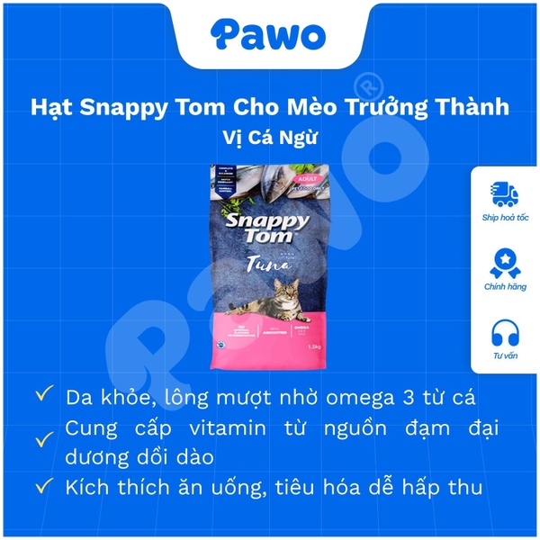Hạt cho mèo Snappy Tom mix Cá sấy 1,5kg nhiều vị PAWO
