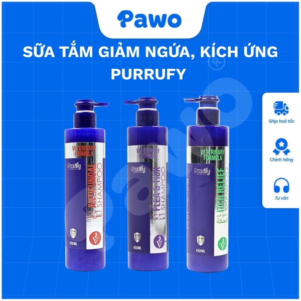Sữa tắm Purrufy giảm ngứa, trị viêm, diệt ve rận 450ml PAWO