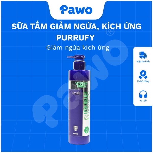 Sữa tắm Purrufy giảm ngứa, trị viêm, diệt ve rận 450ml PAWO