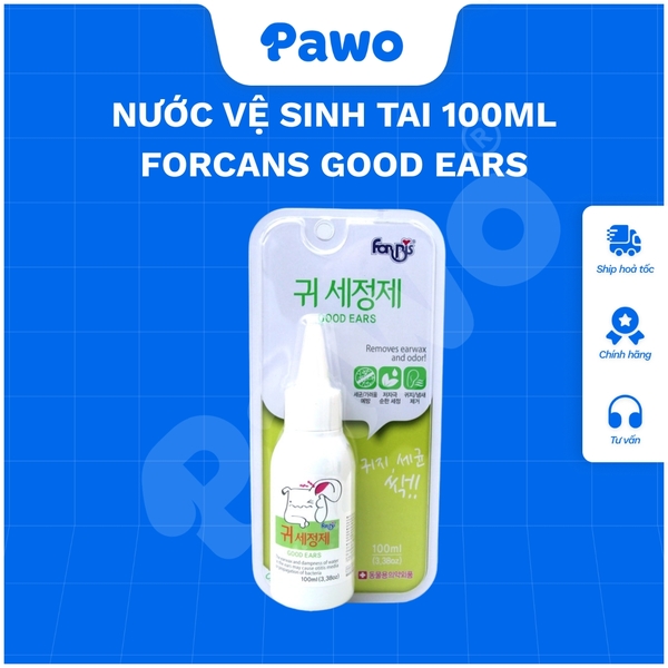 Nước Vệ Sinh Tai FORCANS Good Ears (Lọ 100ml) | PAWO