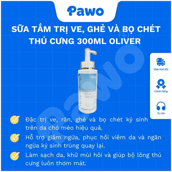 Sữa Tắm Trị Nấm Viêm Da Oliver PAWO