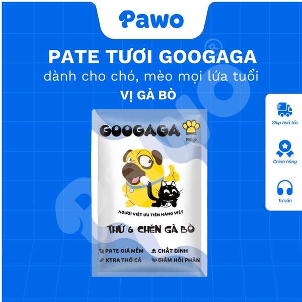 Phù Hợp Bé Kén Ăn - Pate Tươi Googaga 85G Cho Chó và Mèo, Dinh Dưỡng | PAWO