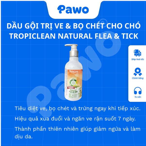 Flea and Tick shampoo Maximum Strength 300ml - Dầu gội trị ve, bọ chét
