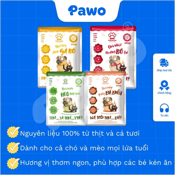 Phù Hợp Bé Kén Ăn - Pate Tươi Googaga 85G Cho Chó và Mèo, Dinh Dưỡng | PAWO