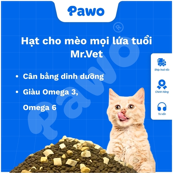 Hạt Cho Mèo Mọi Lứa Tuổi MR.VET 1KG | PAWO