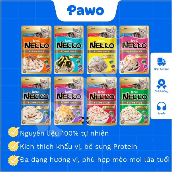 Pate NEKKO mèo trưởng thành dạng xốt nội địa Thái Lan gói 70g PAWO.