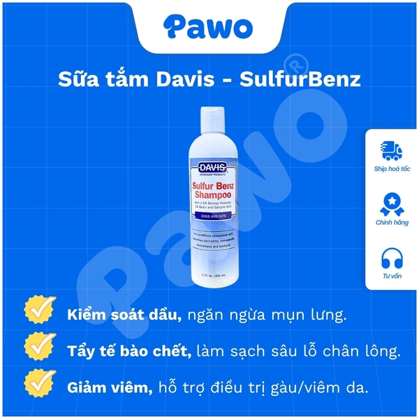 Sữa Tắm Hỗ Trợ Các Bệnh Về Da DAVIS 355ml PAWO