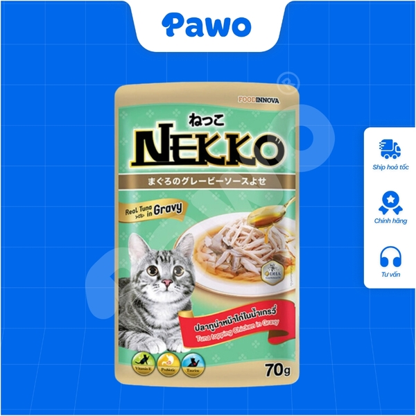 Pate NEKKO mèo trưởng thành dạng xốt nội địa Thái Lan gói 70g PAWO.