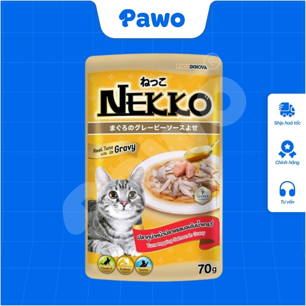Pate NEKKO mèo trưởng thành dạng xốt nội địa Thái Lan gói 70g PAWO.