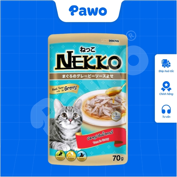Pate NEKKO mèo trưởng thành dạng xốt nội địa Thái Lan gói 70g PAWO.