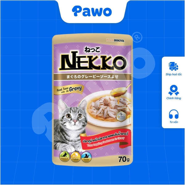Pate NEKKO mèo trưởng thành dạng xốt nội địa Thái Lan gói 70g PAWO.