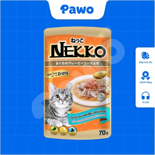 Pate NEKKO mèo trưởng thành dạng xốt nội địa Thái Lan gói 70g PAWO.