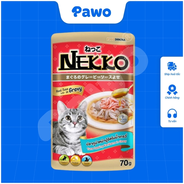 Pate NEKKO mèo trưởng thành dạng xốt nội địa Thái Lan gói 70g PAWO.