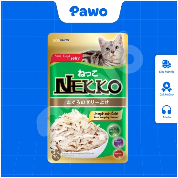 Pate NEKKO cho mèo trưởng thành dạng thạch nội địa Thái Lan gói 70g PAWO.