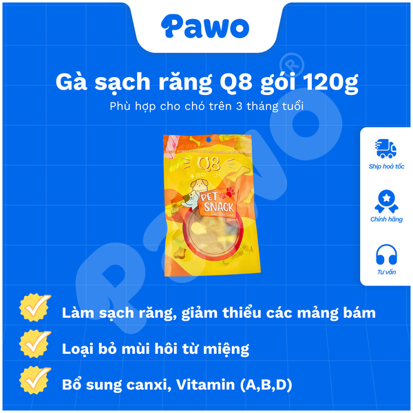 Gà sạch răng Q8 gói 120g | PAWO