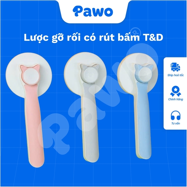 Lược gỡ rối có nút bấm T&D PAWO