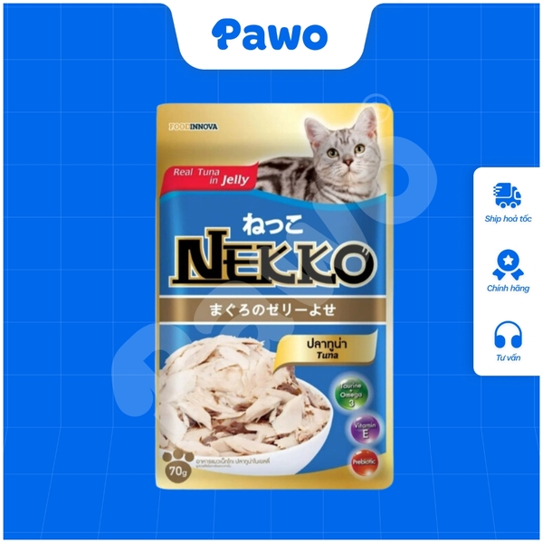 Pate NEKKO cho mèo trưởng thành dạng thạch nội địa Thái Lan gói 70g PAWO.