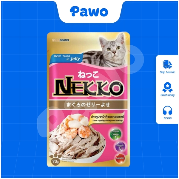 Pate NEKKO cho mèo trưởng thành dạng thạch nội địa Thái Lan gói 70g PAWO.