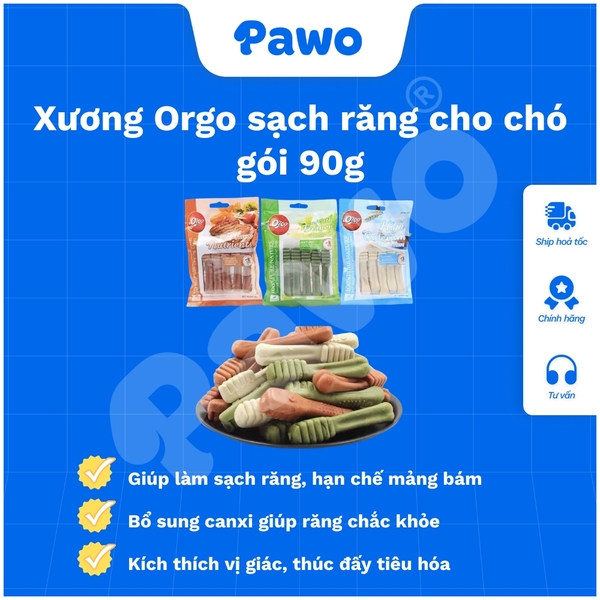 Xương Orgo sạch răng cho chó gói 90g | PAWO