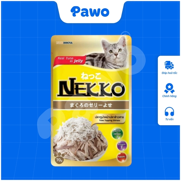 Pate NEKKO cho mèo trưởng thành dạng thạch nội địa Thái Lan gói 70g PAWO.