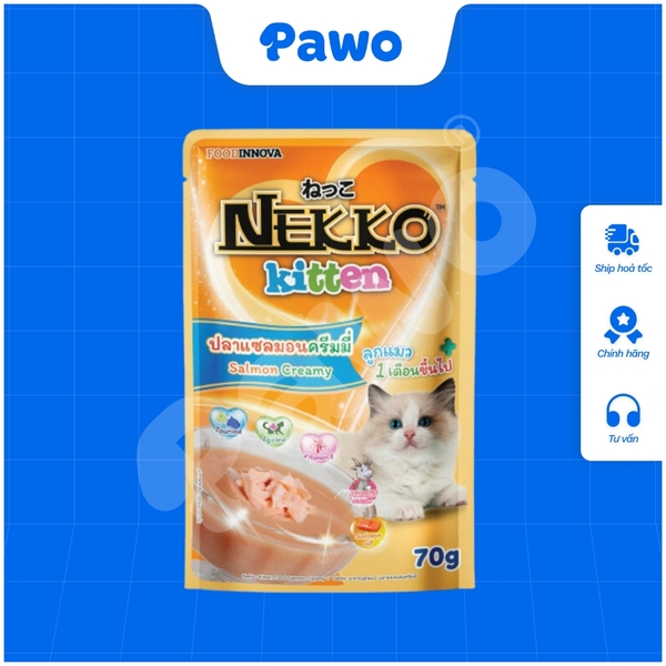 Pate NEKKO cho mèo con dạng xốt nội địa Thái Lan gói 70g PAWO.