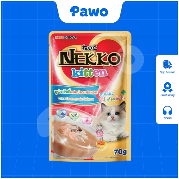 Pate NEKKO cho mèo con dạng xốt nội địa Thái Lan gói 70g PAWO.