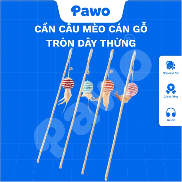 Cần câu mèo cán gỗ - Tròn dây thừng